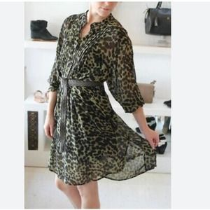 Isabel Marant Etoile Cray Leopard Print Sheer Dress Tunic 34